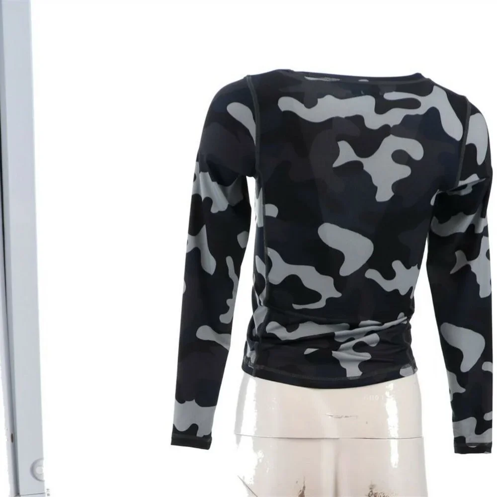 NWT LANDS' END BOY'S THERMASKIN HEAT UNDERWEAR CREWNECK TOP BLACK CAMO SMALL‎ 8